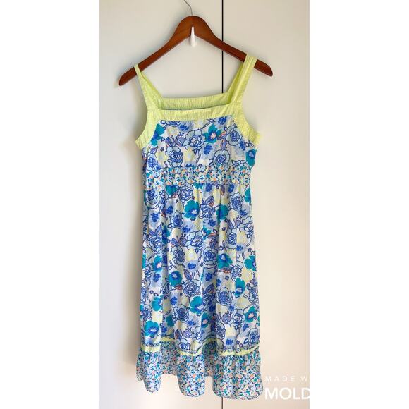 Hannah Andersson Womens Sundress Cottagecore Blue yellow Floral Print Runs Small - Picture 3 of 10